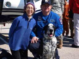 LZ 2010 - Celia  Barry with AJ SAR Dog  APD Helo